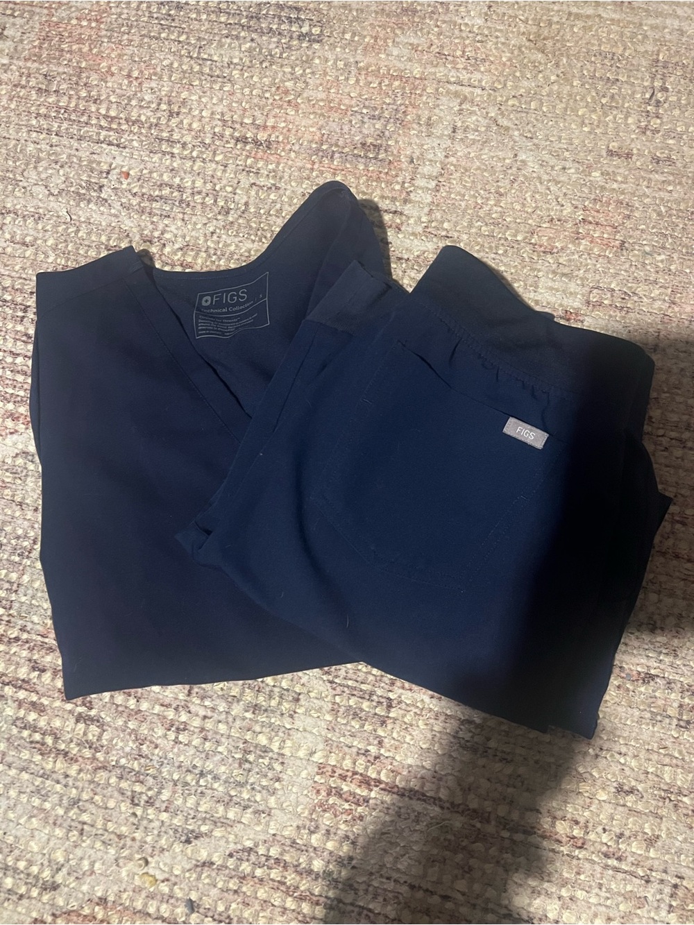 FIGS Navy Blue Scrub Set Women's Small Catarina V-Neck & Zamora Joggers